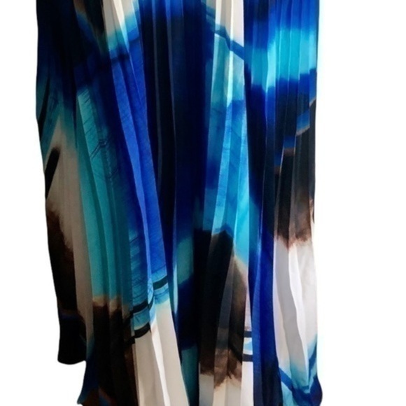 J S Collections Blue and White Pleated Maxi Dress - Picture 2 of 11